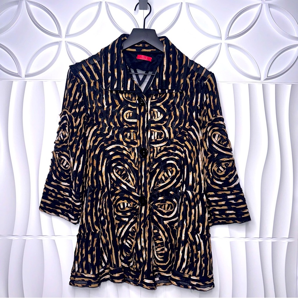Saint Gil Paris Sheer Embroidered Blazer